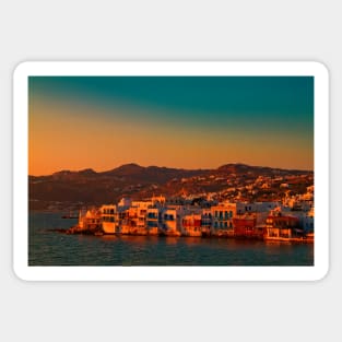 Greece. Mykonos. Little Venice at sunset. Sticker